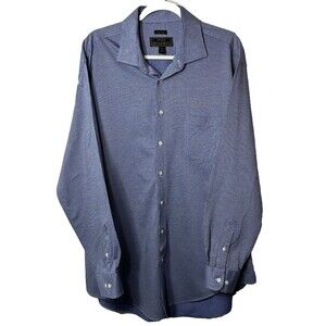 Jos A Bank Reserve Shirt Men's 17.5/35 Tailored Fit Blue Houndstooth Button Up